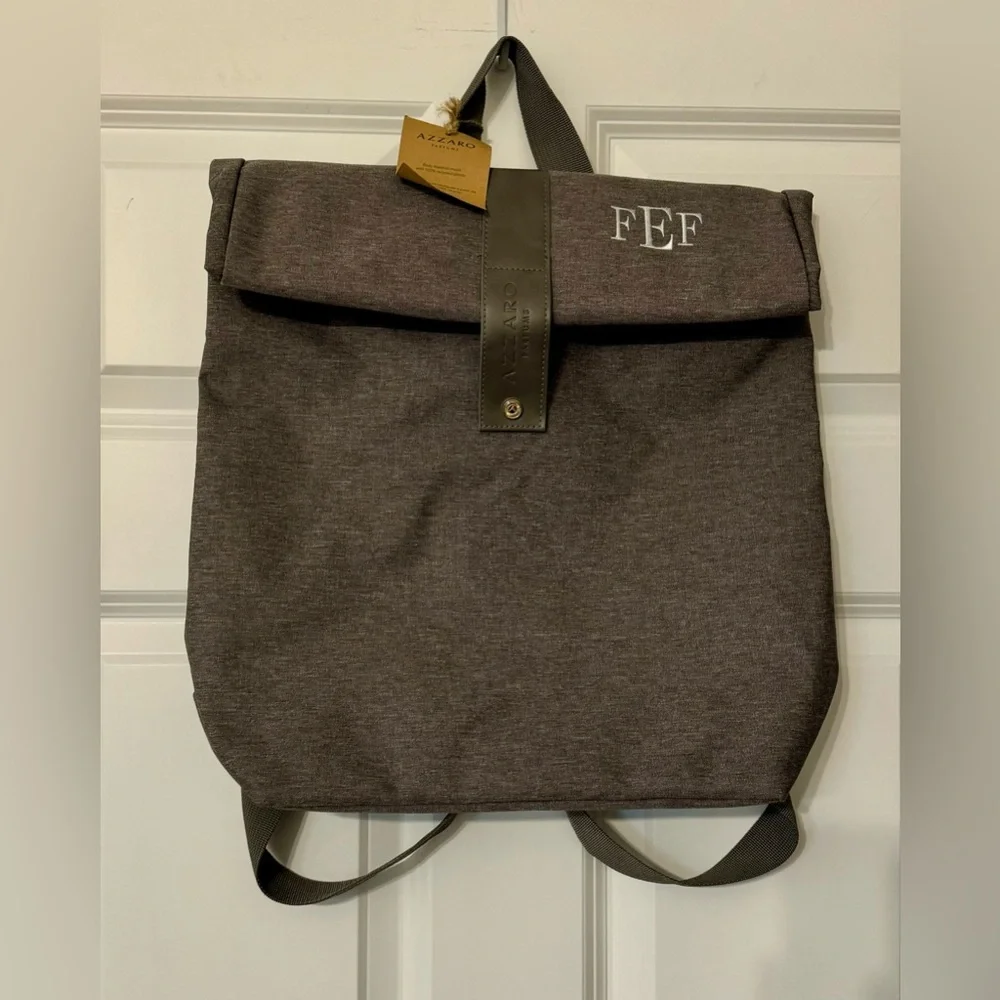 Azzaro Perfumes Fragrance Cologne Backpack Bag GREY GRAY NWT